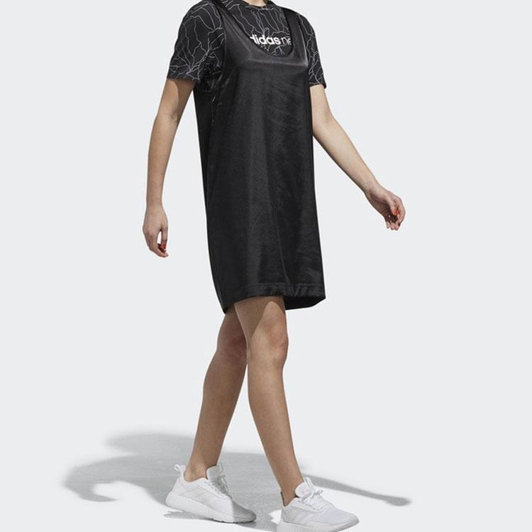 adidas Neo Fake двухсекционное повседневное спортивное платье с коротким рукавом женские платья черного цвета CZ1700