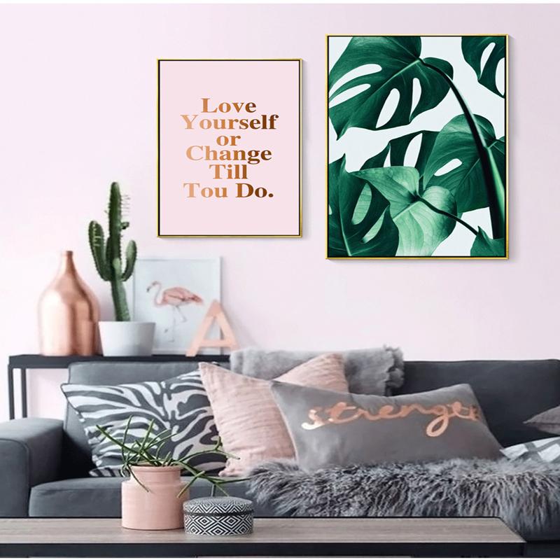 Юго-Восточная Азия, украшение в виде тропических растений, картина для спальни, прикроватная тумбочка, кактус, гостиная, фреска, розовый фламинго, плакат с надписью