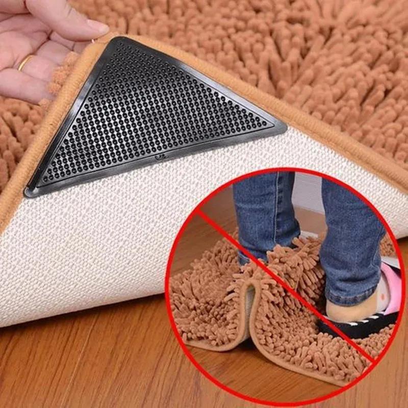 4Pcs Triangular Carpet Anti Slip Stickers For Tile Floor Carpet Corner Pads Washable And Reusable Nano Anti Slip Fixed Pads
