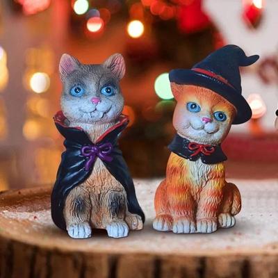 Статуя кошки на Хэллоуин, украшения для дома, статуя кошки на Хэллоуин, поделки из смолы, забавный стол, рождественский орнамент на Хэллоуин, украшение, ремесло