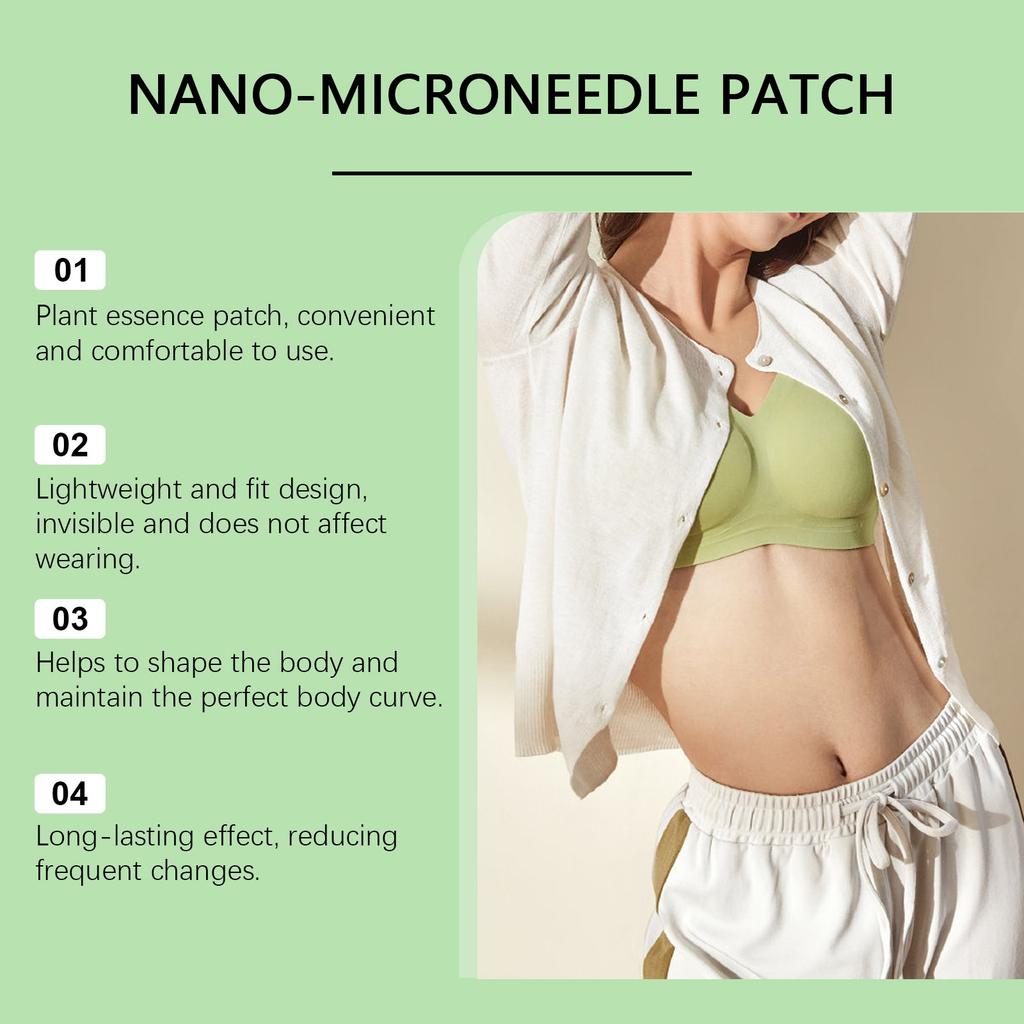 Микроигольчатый патч для нано-коррекции фигуры поддерживает изгиб фигуры, а здоровый патч прилегает к коже.