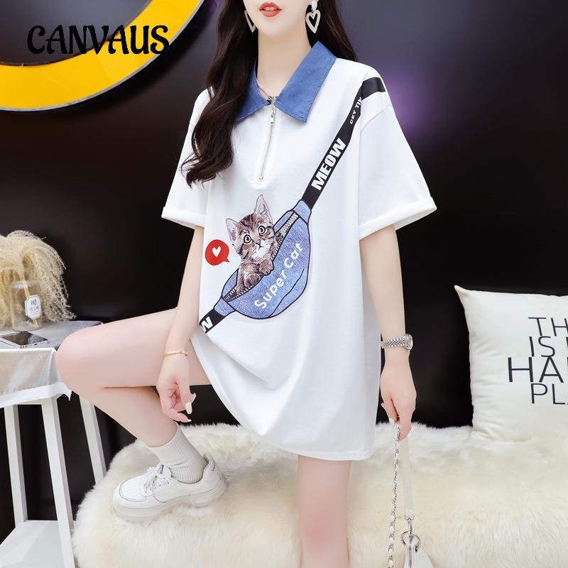 Женская футболка с коротким рукавом, женский летний длинный свободный повседневный топ с воротником-поло