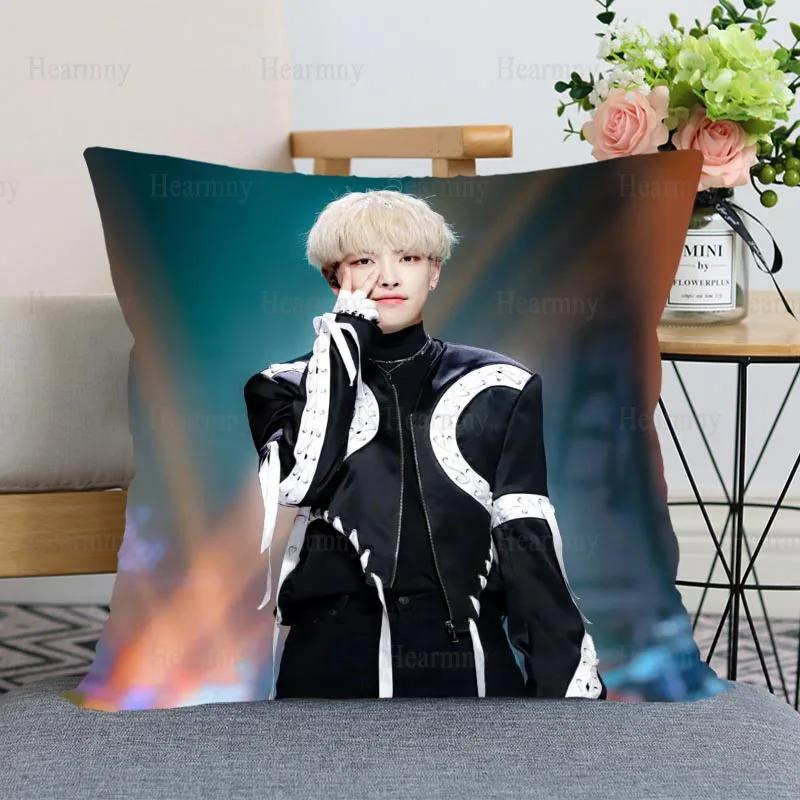 Индивидуальная наволочка KPOP ATEEZ для спальни, домашнего офиса, декоративная наволочка, квадратная, на молнии, атласная, мягкая, не выцветающая