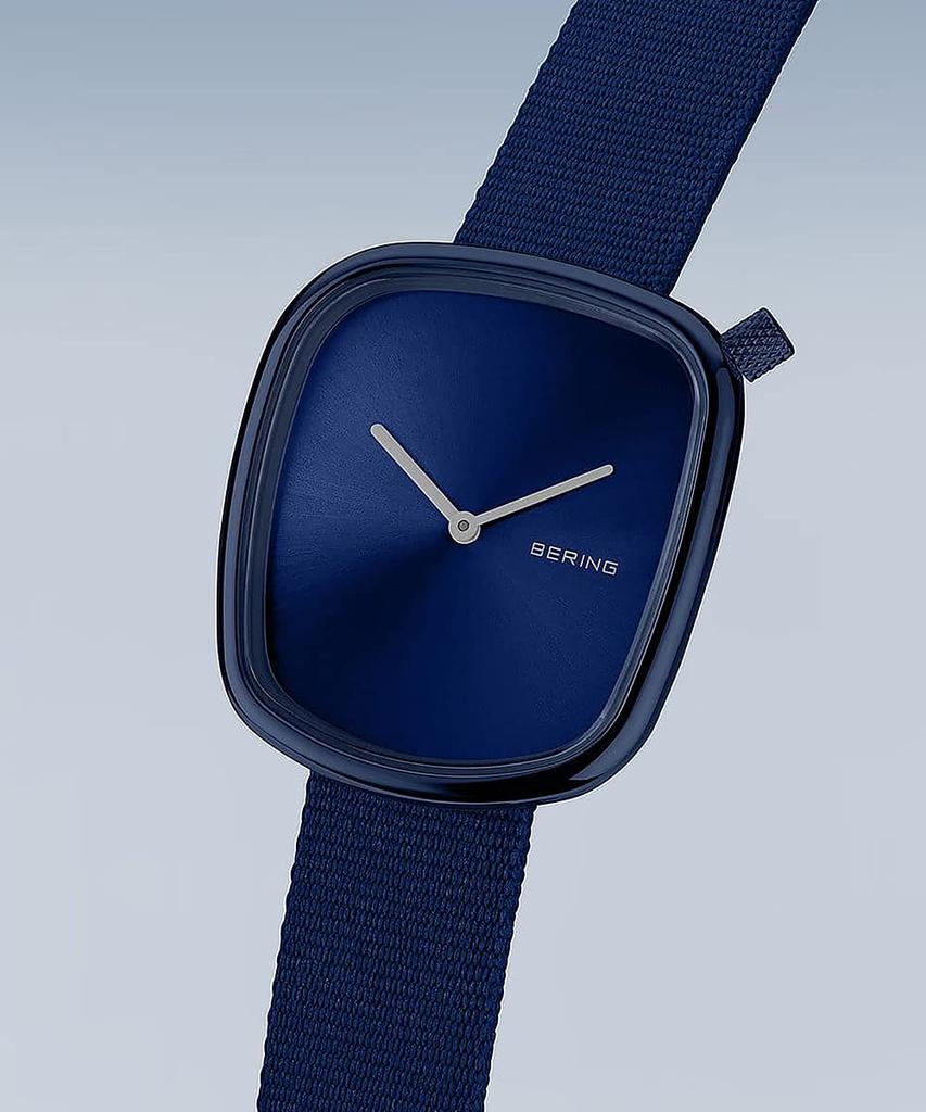BERING Pebble 18034-397 унисекс часы синий сетчатый ремешок из нержавеющей стали сапфировое стекло