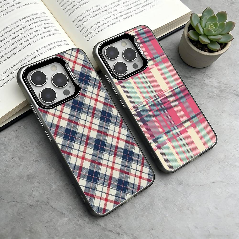 Модный Классический Клетчатый Рисунок Чехол Для Телефона Для iPhone 17,16,15,14,13,12,11 Plus,Pro Max,XS,Красочный Серебряный Черный Чехол
