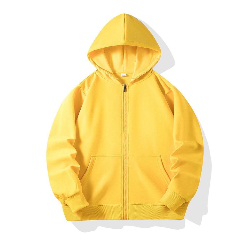 Autumn Children's Terry Cloth Zip-Up Hoodie with Pocket - Solid Color Korean Style Parent-Child Jacket