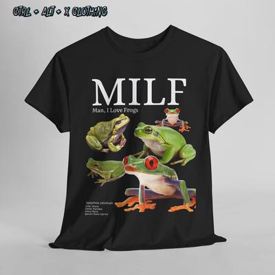 MILF Мужчина я люблю лягушек Любитель лягушек Унисекс Футболка из плотного хлопка Новинка Футболка Черная