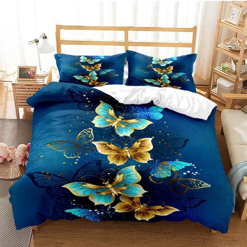 Butterfly Quilt Cover, Bed Sheet Pillowcase, Bed Hat Three-Piece Set, Four-Piece Set, Digital Printing