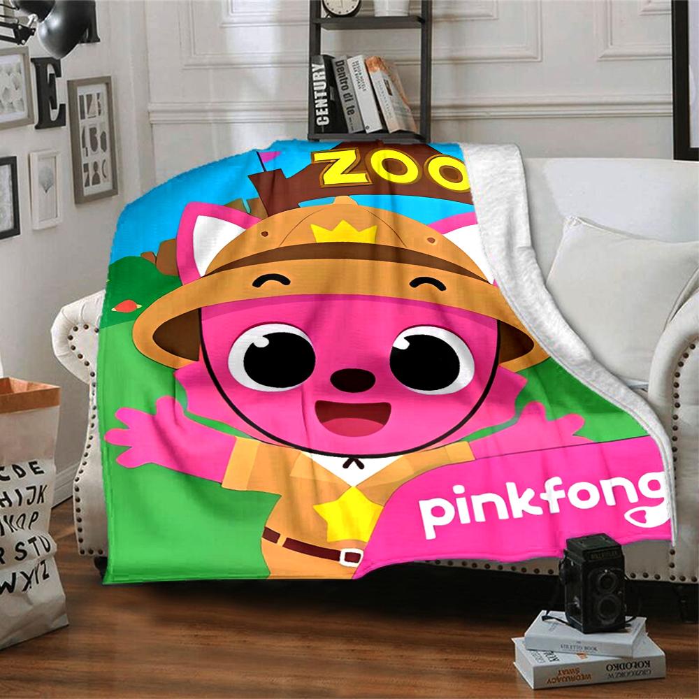 1pc Pinkfong Shark (2) Blanket, Gift, for Men and Women, Soft Blanket, Good for Sofa Bed Couch Travel, Lightweight Flannel Blanket
