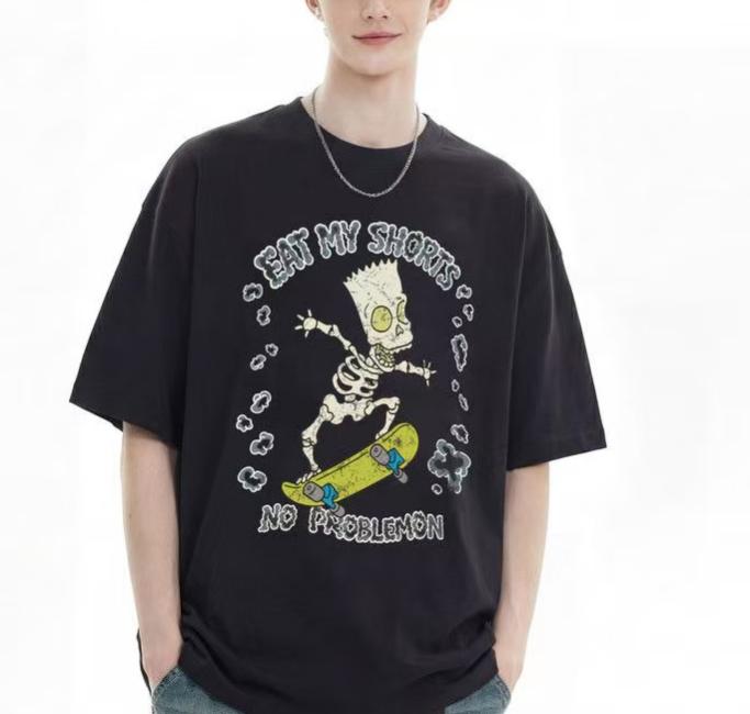 Koreanstyle cute pet pattern mens Tshirt comfortable and loose summer top mens and womens casual shortsleeved shirts