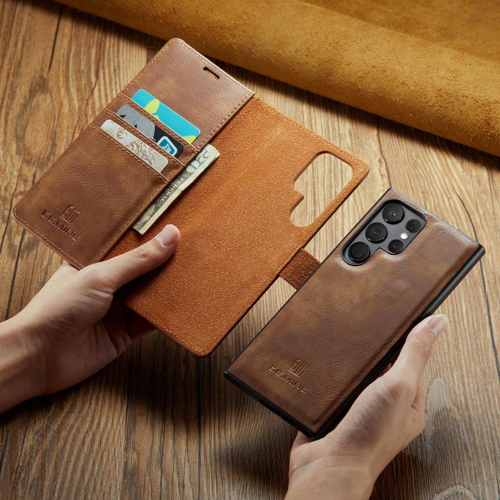 DG.MING 2 в 1 Магнитный съемный чехол-бумажник из воловьей кожи для телефона Samsung S23 S22 S21Ultra Plus S21 S20FE A14 A13 A53/iPhone 15 14 13 12Pro Max