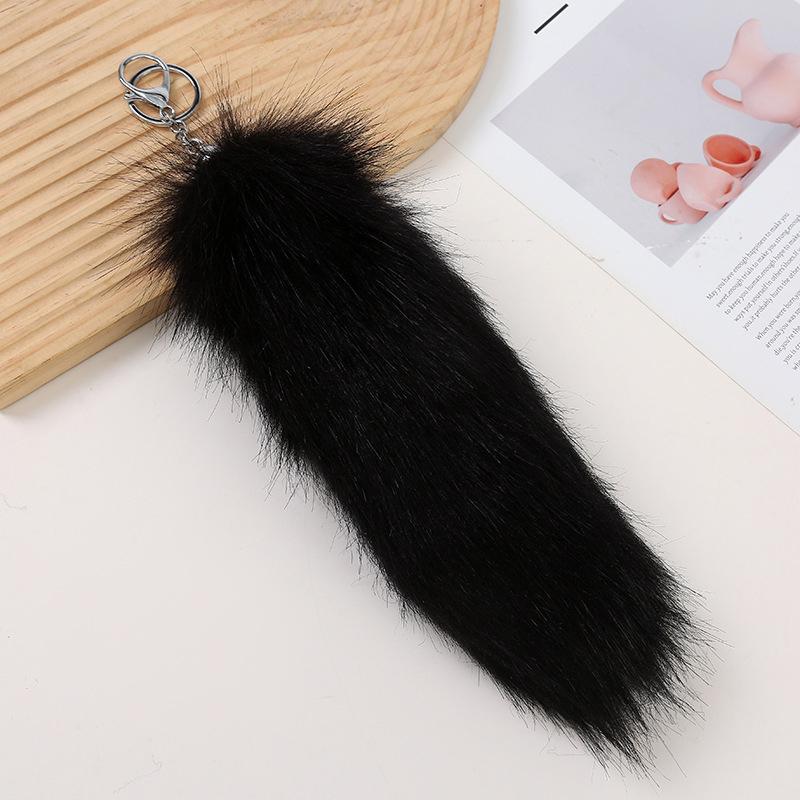 Women Girls Simulated Fox Tail Pendant Multiple Colors Decorative Keychain Furry Artificial Fur Fashion Gift Accessories