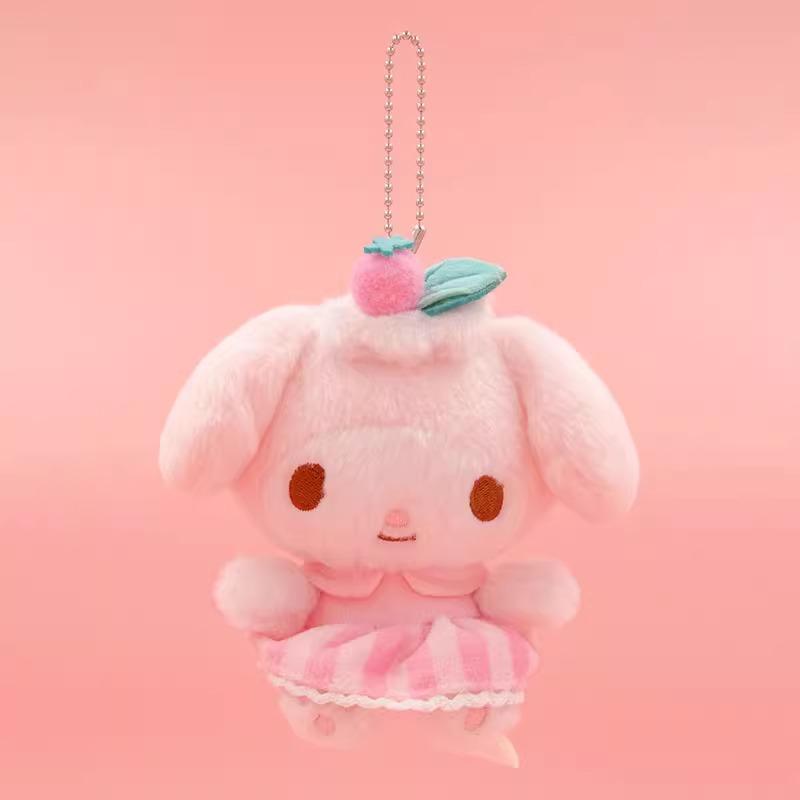 Hangyodon Kuromi Melody Pachacoo Cinnamoroll Stuffed Plush Toys Pendant Cute KT Keyring Anime Keychain Christmas Gift