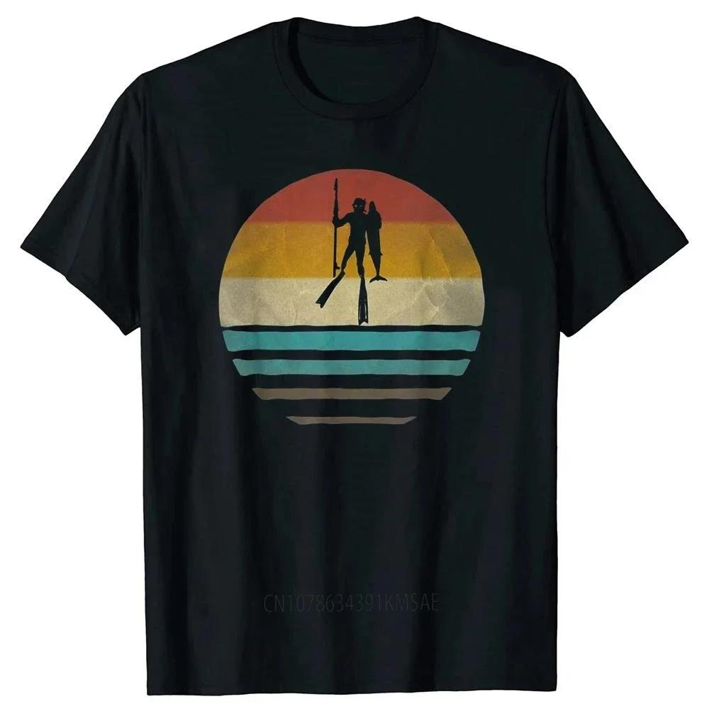 Spearfishing T Shirt Retro Vintage Tee Tops Round Neck ShortSleeve Fashion Scuba Diving Tshirt Clothing Casual Basic Tshirts