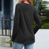 Women's Solid Color Fashion Long Sleeve Strip False Button Loose Top