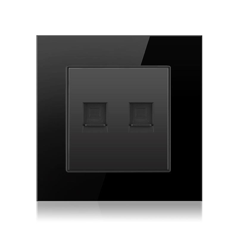 Cat6 Rj45 настенная розетка сетевая розетка с телевизором настенная двойная розетка для передачи данных телефонная панель из закаленного стекла настенная компьютерная сетевая розетка