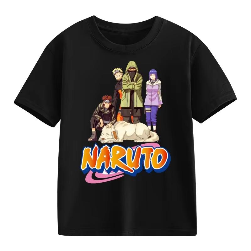 2026 Naruto Kids TShirt Uzumaki Uchiha Sasuke Hatake Kakashi Anime Character Print Cotton Short Sleeve Boys Girls Round Tops