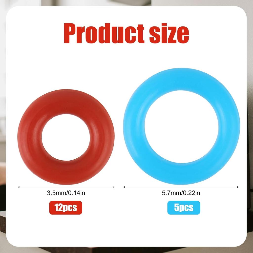 17pcs Coffee Machine O Rings for Breville, 5pcs Large Washer & 12pcs Small Gasket Rubber O-Ring Seal Replacement Kit Practical Espresso Machine