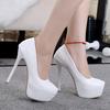 14 Cm White High Heel Single Shoes Red Slim Heel Waterproof Platform White Wedding Shoes Large Size High Heel Wedding Shoes