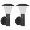 VidaXL Outdoor Wall Lights 2 Pcs Black Stainless Steel, Outdoor Wall Lighting, Garden Wall Lamp, 4006241