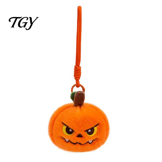 Pumpkin Bag Pendant Halloween Plush Keychain, Cute Spooky Stuffed Toy for Kids Goodie Fillers Keys, Soft Mini Doll Hanging Ornament Festival