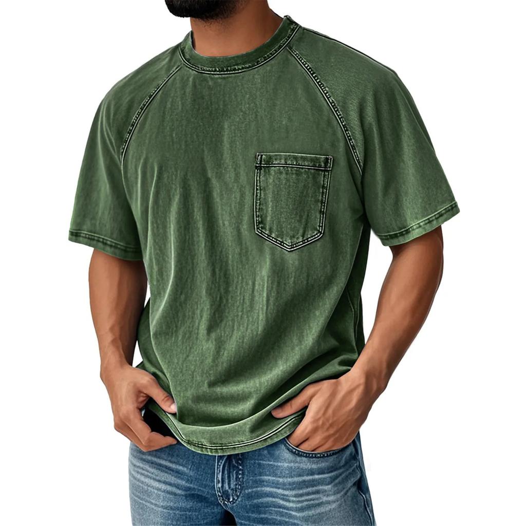 Men'S Fashionable Lapel And Shoulder Length Short Sleeved Casual Top