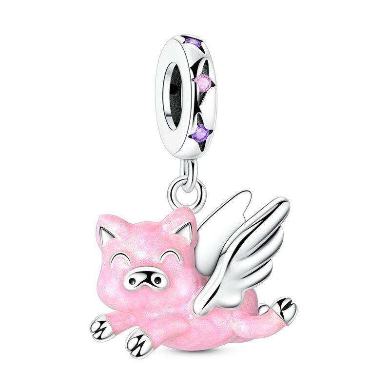 Новые медные шармы в виде крыльев ангела, подвески в виде сердца, птицы, свиньи, подходят для оригинальных браслетов, ожерелий, женские изящные украшения для DIY, подарки