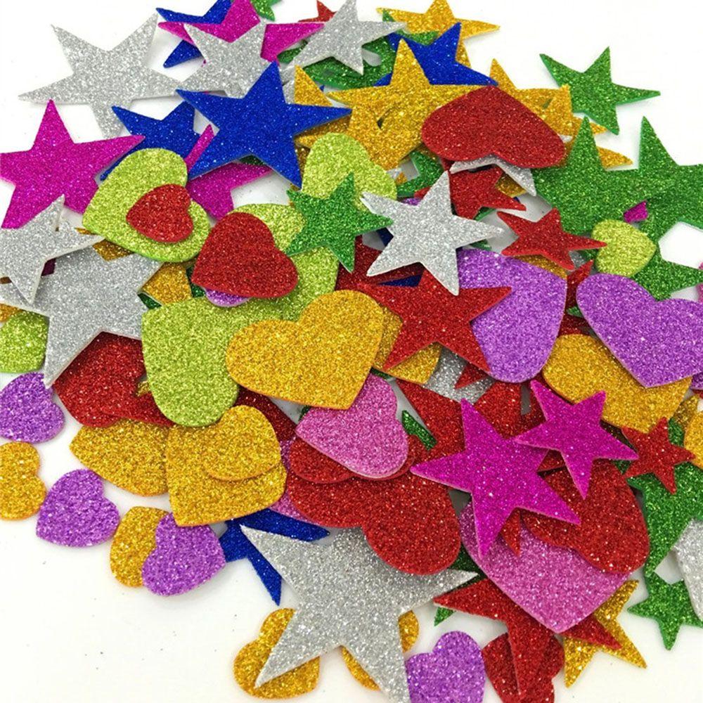 Mixed Size Color Star Heart Shapes Foam Glitter Party Stickers Wedding Decoration
