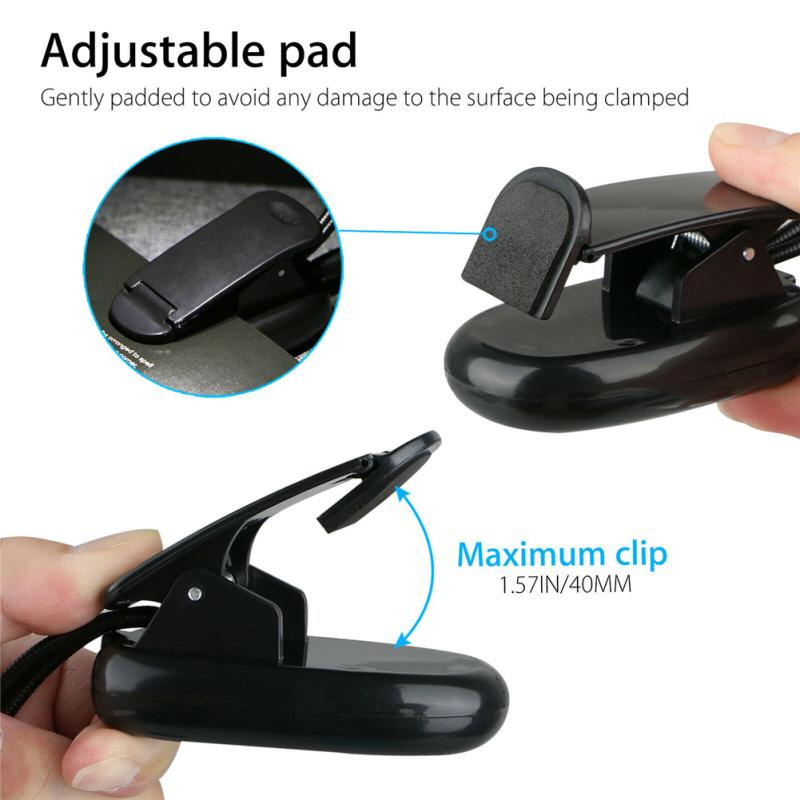 Прикрепляемый светодиодный светильник, 2 шт., универсальная перезаряжаемая лампа для чтения с регулируемой яркостью и регулируемой яркостью