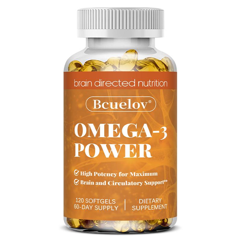 High Potency Omega 3 Fish Oil Dietary Supplement, 120 Softgels Per Bottle