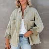 Women's Casual Solid Color Denim Jacket Long Sleeve Fashion Coat