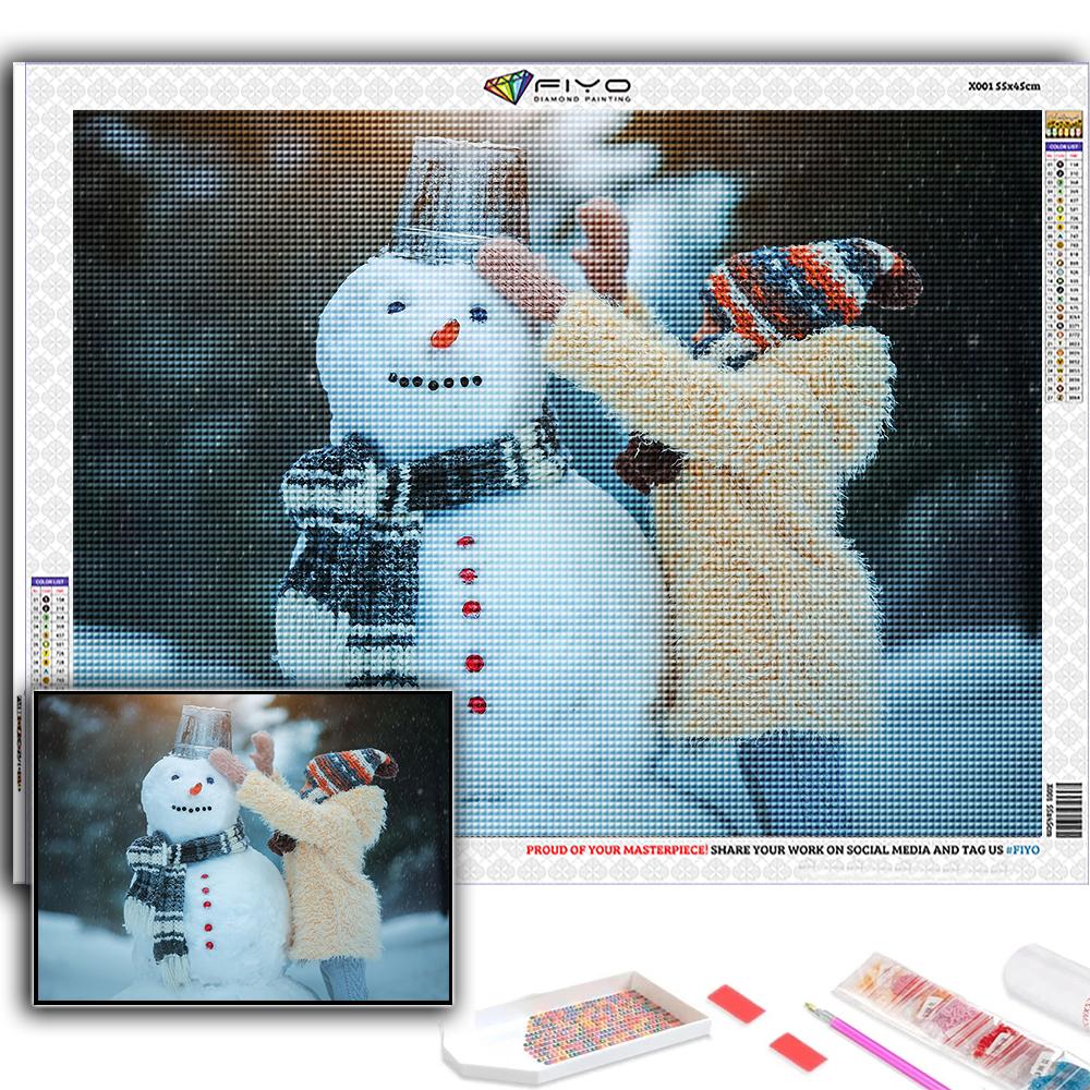 Алмазная картина Рождественская елка Санта-Снеговик Вышивка крестом Стразы Домашний декор