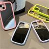 Korean Cute Macron Make Up Mirror Oval Phone Case For Iphone 14 13 12 11 Pro Max Lovely Plain Shockproof Soft Back Cover Funda