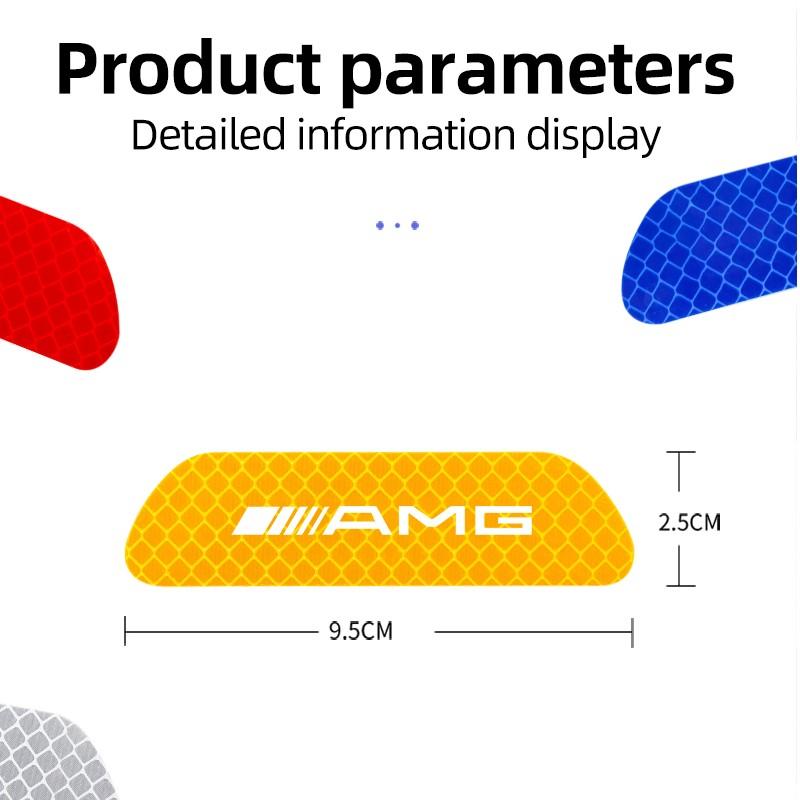 4XCar Door Reflective Stickers Safety Warning Mark Accessories For Mercedes Benz AMG W206 W204 W205 W212 W213 W221 W222 W223 XQ1
