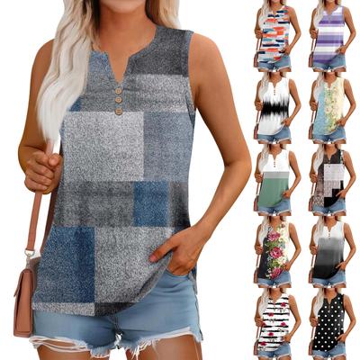 Женский летний жилет, свободный, однотонный, с пуговицами, V-образным вырезом, повседневная рубашка без рукавов