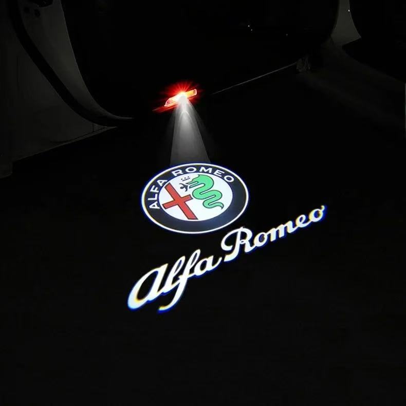 2pcs Welcome Light For Alfa Romeo LED Car Door Welcome Light Logo Projector Giulia Giulietta Mito Stelvio Brera 147 156 159SA0