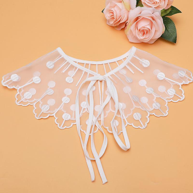 Lace Fake Collar Women Detachable Collars For Women False Collar Embroidery Floral Lolita Lapel Half Shirt Shawl Wrap Decoration