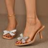 Thin Heels Women Slippers Crystal Bowtie High Heels Sandals Women Summer Thin Heeled Pumps Woman Plus Size Party Shoes Ladies