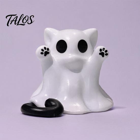 3D Printed Cat Figure Ghost Figure, Decorative Ornament, Smooth Surface Integrated Molding Ornament Mini Desktop Decoration Halloween Gift for Lovers