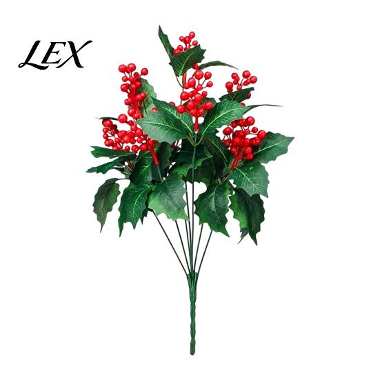 Indoor Holiday Ornament for Mantel Artificial Poinsettia Flowers, Christmas Red Bouquet with Berries, Faux Silk Festive Floral Arrangement Entrance