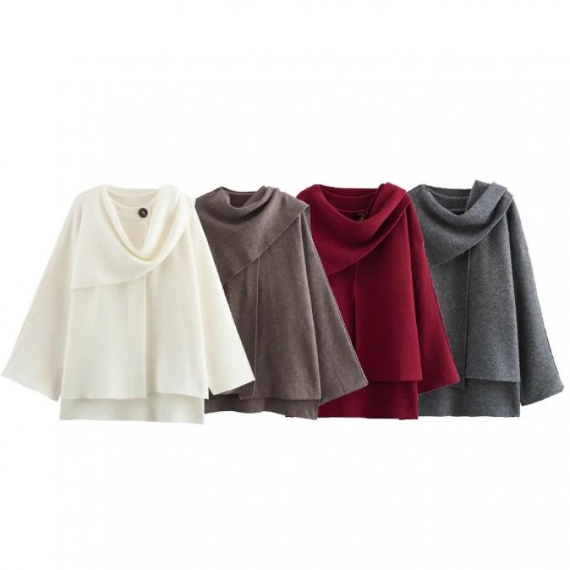Womens Asymmetrical Scarf Collar Short Wool Blend Coat Elegant Commute Style 2025 Winter
