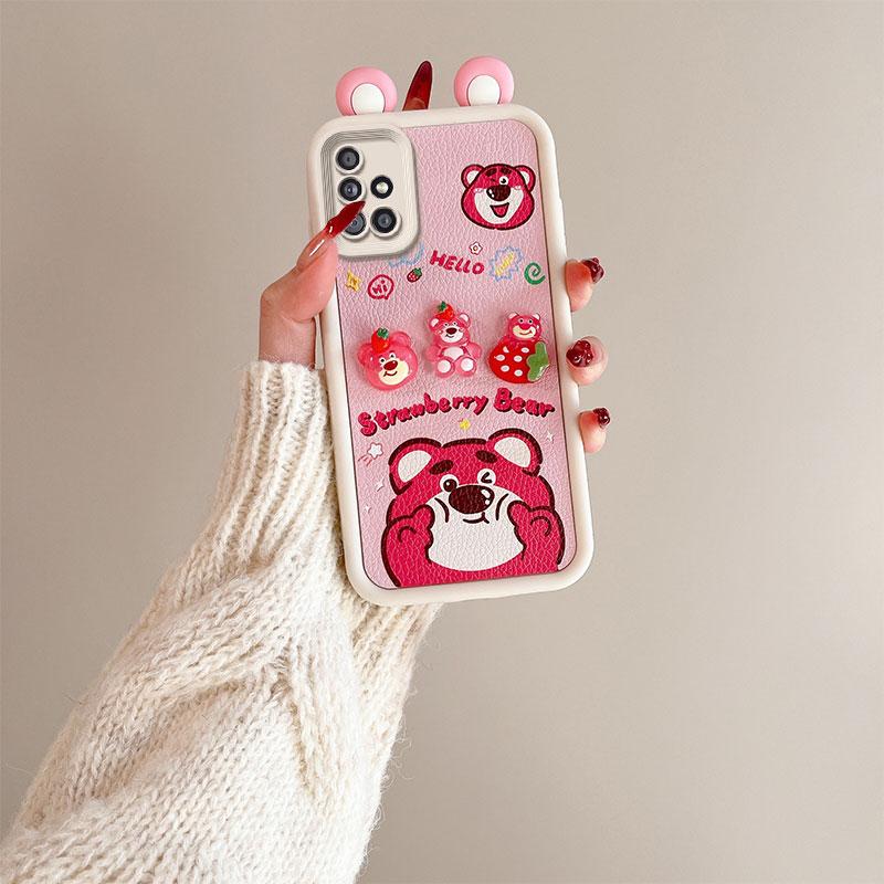 KEYSION Милый чехол с 3D-мультяшным изображением уха для Samsung A51 4G с браслетом, мягкий силиконовый противоударный чехол для задней панели телефона Galaxy A51 4G