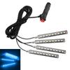 Dash Floor Foot Strip Lights 9 LED 4 In 1 Car Interior Atmosphere Lights Cigarette Lighter Adapter Auto Decorative Lamp