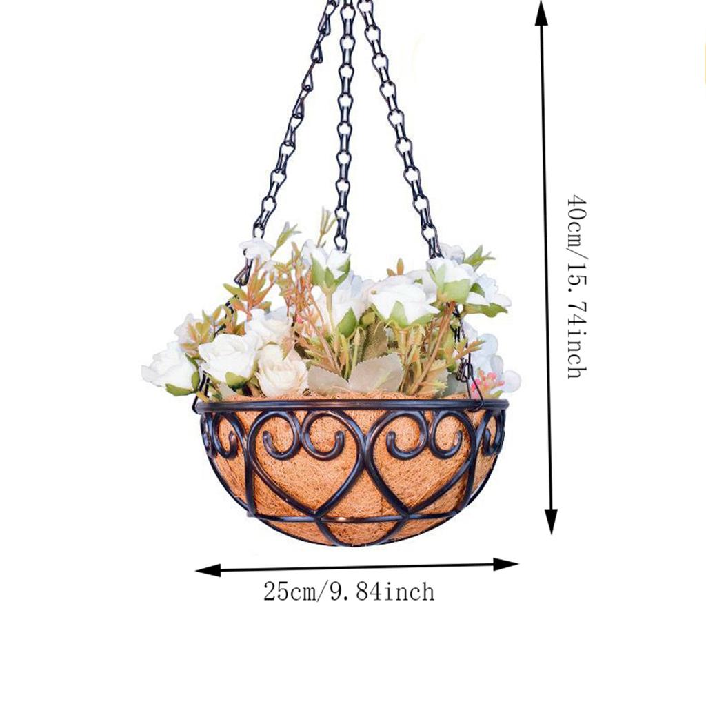 Coconut Brown Round Iron Chain Hanging Basket Flowerpot European Creative Fleshy Green Plant Chlorophytum Comosum Flowerpot