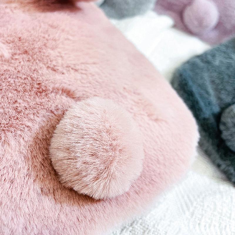 Rabbit Fur Hand Warmer Winter Plush Hot Water Bottle Portable Hot Water Bottles for Girls Waist Hand Bed Women's Belly Warmer