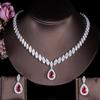 CMM 2PCS Engagement Water Drop Cubic Zirconia Pendant Necklace Set Earrings