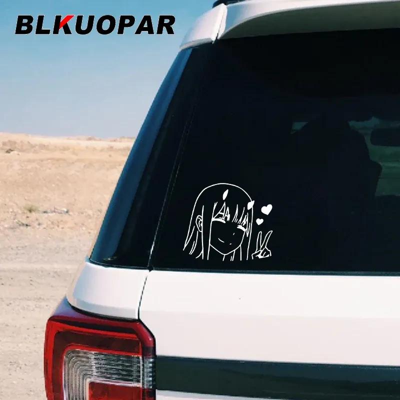 BLKUOPAR Zero Two Улыбка Аниме Наклейки на Автомобиль Личность Подглядывающий Милый Автомобильный Стикер Водонепроницаемый Защита от Солнца Силуэт Наклейка Декор