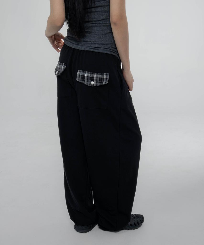 CHICKS Check Point Balloon Sweatpants Black