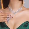 High-end Luxury Sparkling Rhinestone Necklace Earrings Set, Bridal Jewelry, Wedding Dress Accessories