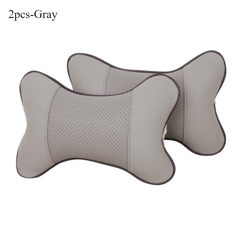 2Pcs Leather Knitted Car Pillows Headrest Neck Rest Seat Accessories Auto Safety Pillow Car Neck Pillow  Car Headrest